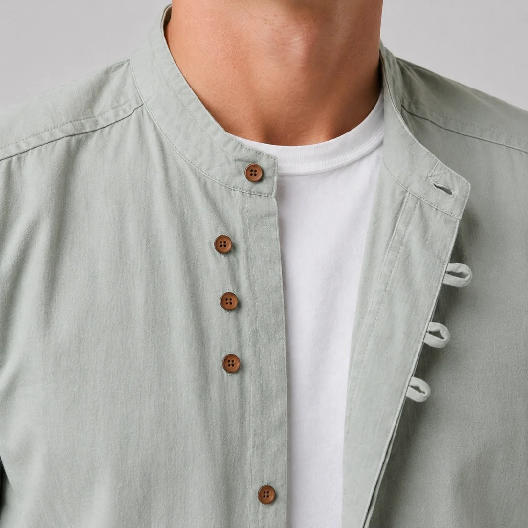 Kyoto - Camisa de Gola Mao Ultra Confortável Masculina