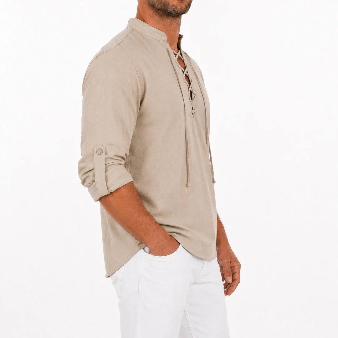 Caspian - Camisa com Cadarço Relaxada Masculina
