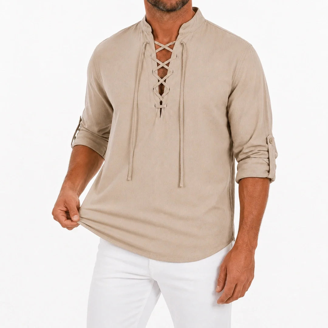 Caspian - Camisa com Cadarço Relaxada Masculina