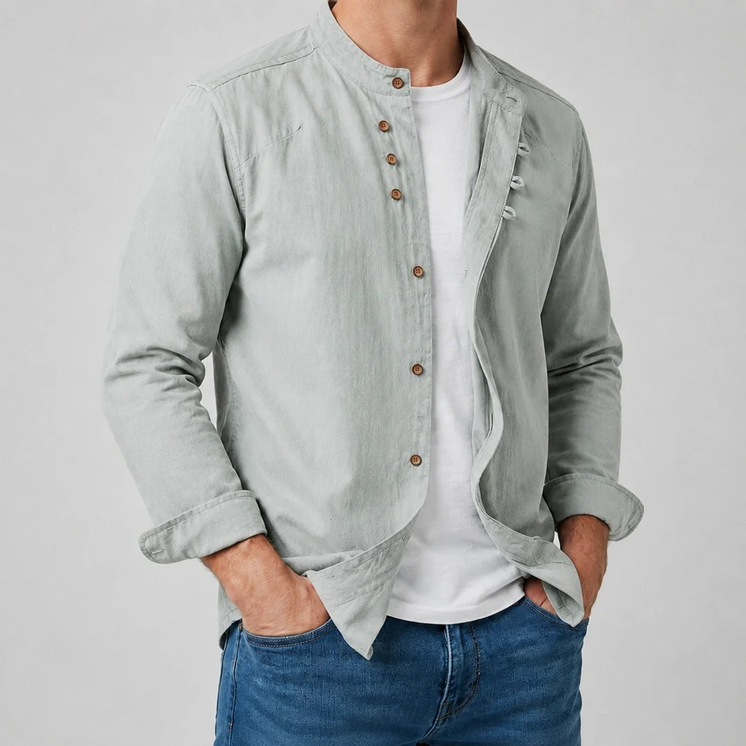 Kyoto - Camisa de Gola Mao Ultra Confortável Masculina