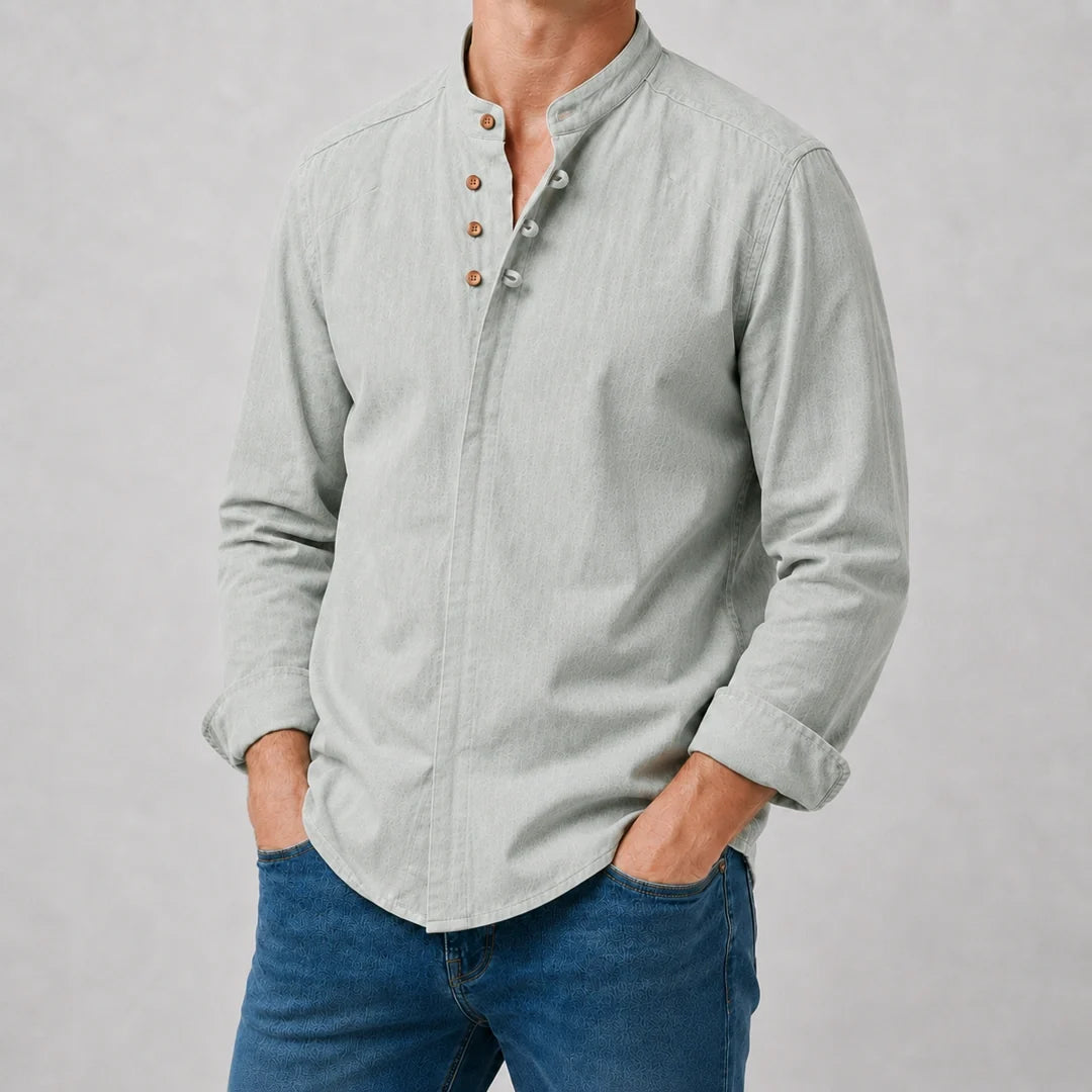 Kyoto - Camisa de Gola Mao Ultra Confortável Masculina