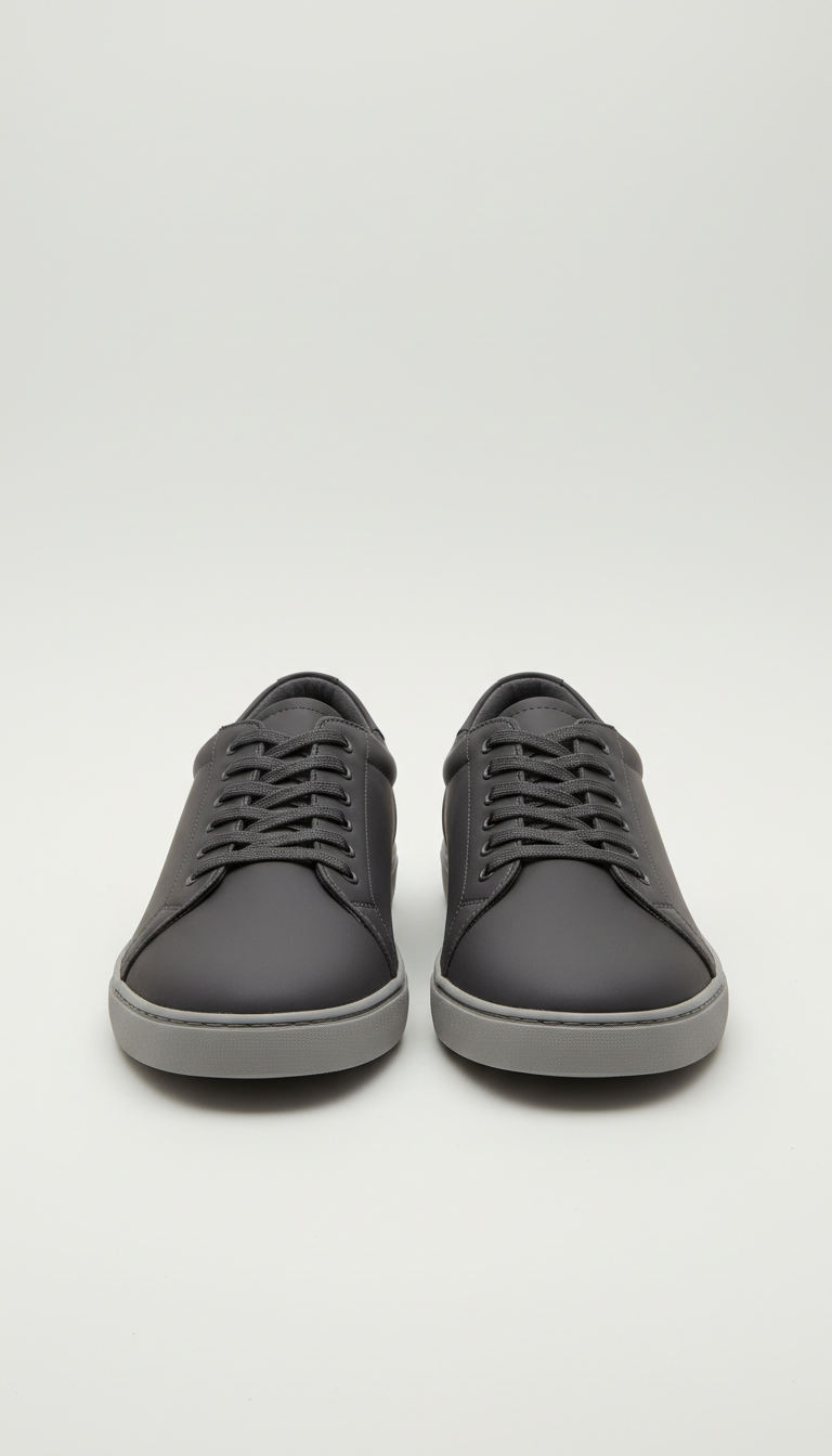 Minimal Lace-Up Sneakers in Charcoal